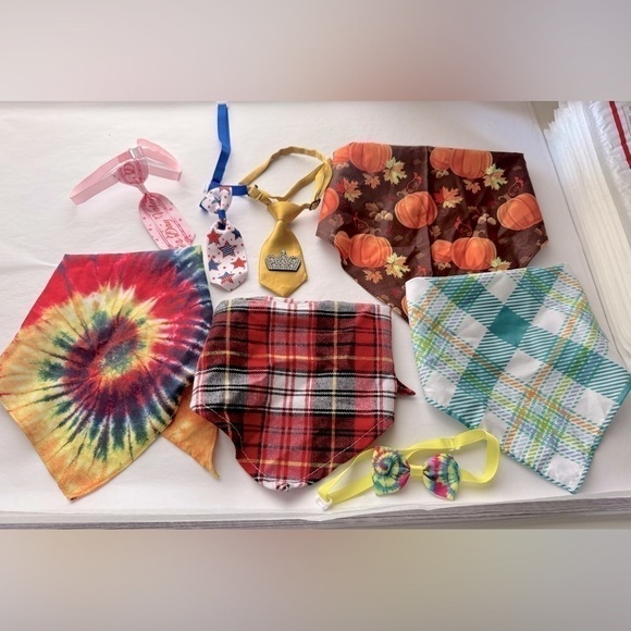 Small Dog Bandanas / Bowties Accessories Set of 8 - Picture 1 of 7
